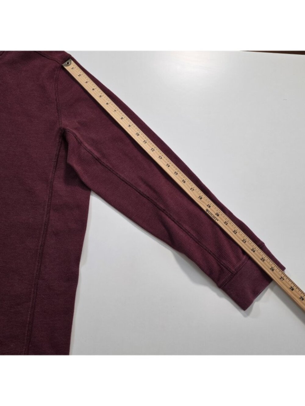 Eddie Bauer Henley Men T2XL Plum Cotton Blend Waffle Knit LS Casual Cottage Edgy - Picture 6 of 16